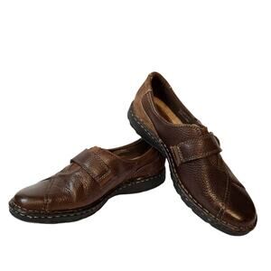 Wide Width Loafers Earth Origins Evelyn Size 7W Brown Leather Monk Strap Flats